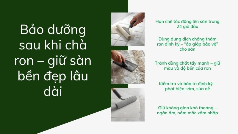 Bảo dưỡng sau khi chà ron – giữ sàn bền đẹp lâu dài