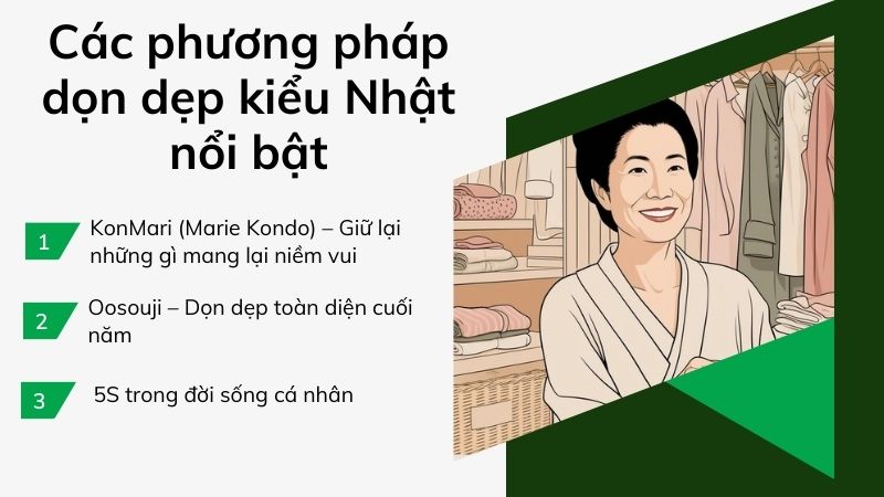Các phương pháp dọn dẹp kiểu Nhật nổi bật Các phương pháp dọn dẹp kiểu Nhật nổi bật