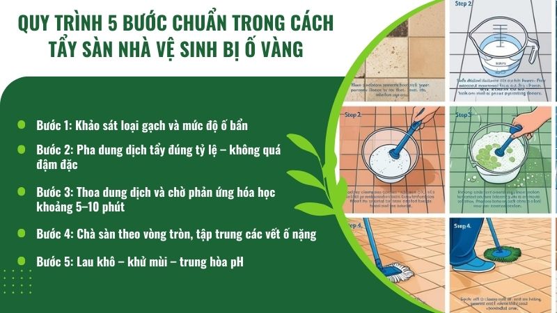 Quy trình 5 bước chuẩn trong cách tẩy sàn nhà vệ sinh bị ố vàng Quy trình 5 bước chuẩn trong cách tẩy sàn nhà vệ sinh bị ố vàng