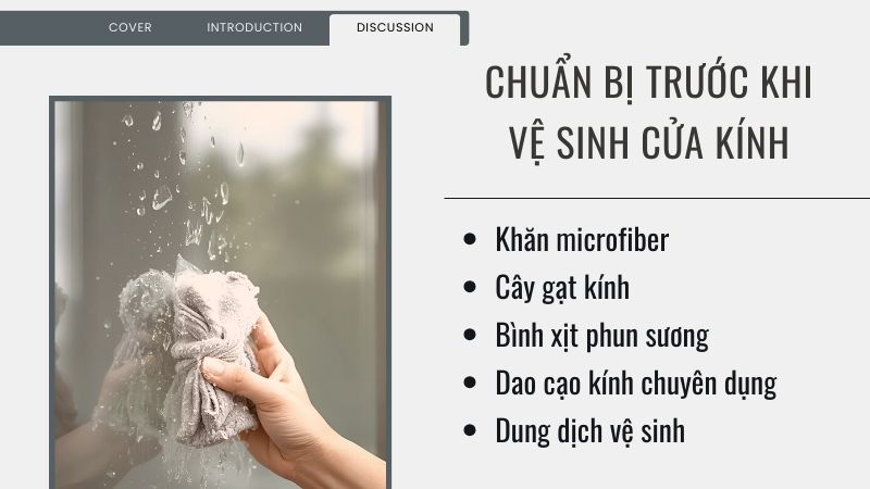 Chuẩn bị trước khi vệ sinh cửa kính Chuẩn bị trước khi vệ sinh cửa kính