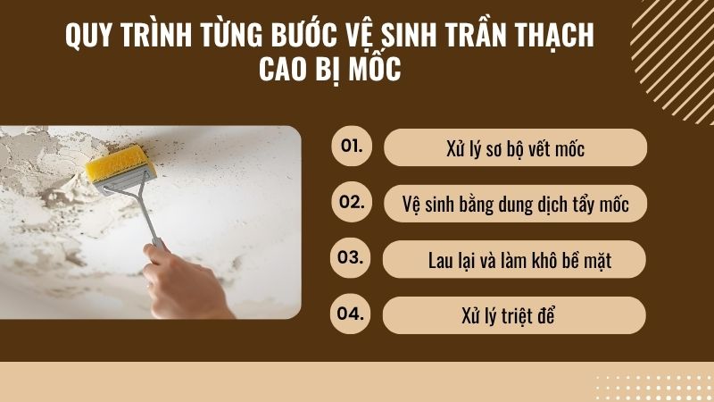 Quy trình từng bước vệ sinh trần thạch cao bị mốc Quy trình từng bước vệ sinh trần thạch cao bị mốc