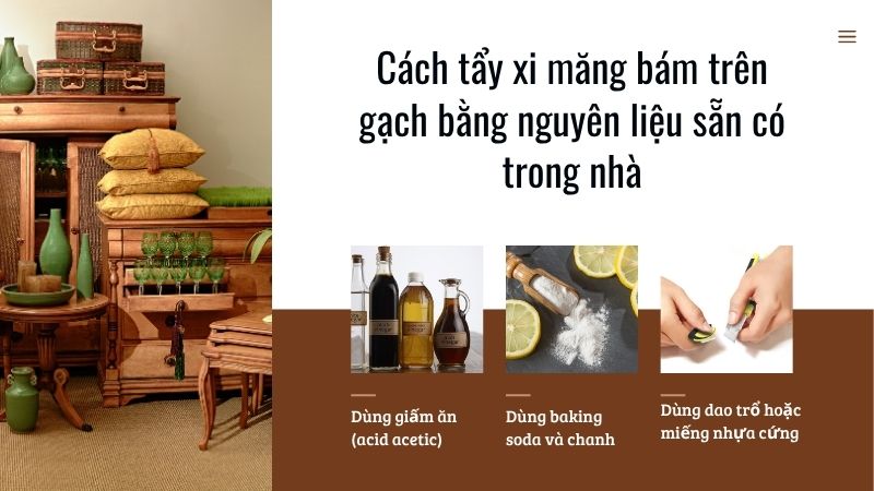 Cách tẩy xi măng bám trên gạch bằng nguyên liệu sẵn có trong nhà Cách tẩy xi măng bám trên gạch bằng nguyên liệu sẵn có trong nhà