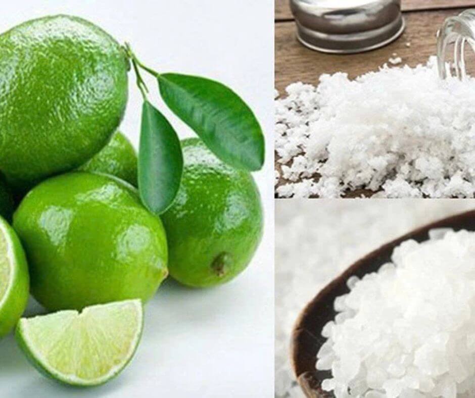 Dùng chanh tươi và muối để tẩy vết ố vàng trên inox